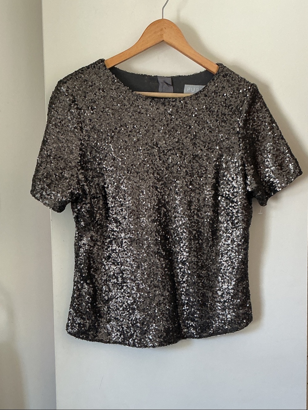 PURE COLLECTION Sequin Short-Sleeve Top -